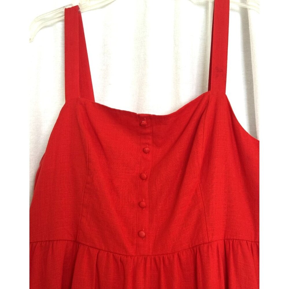Red Tiered, New With Tags, Midi Sun Dress, Strappy, Fully Lined, Size XL.